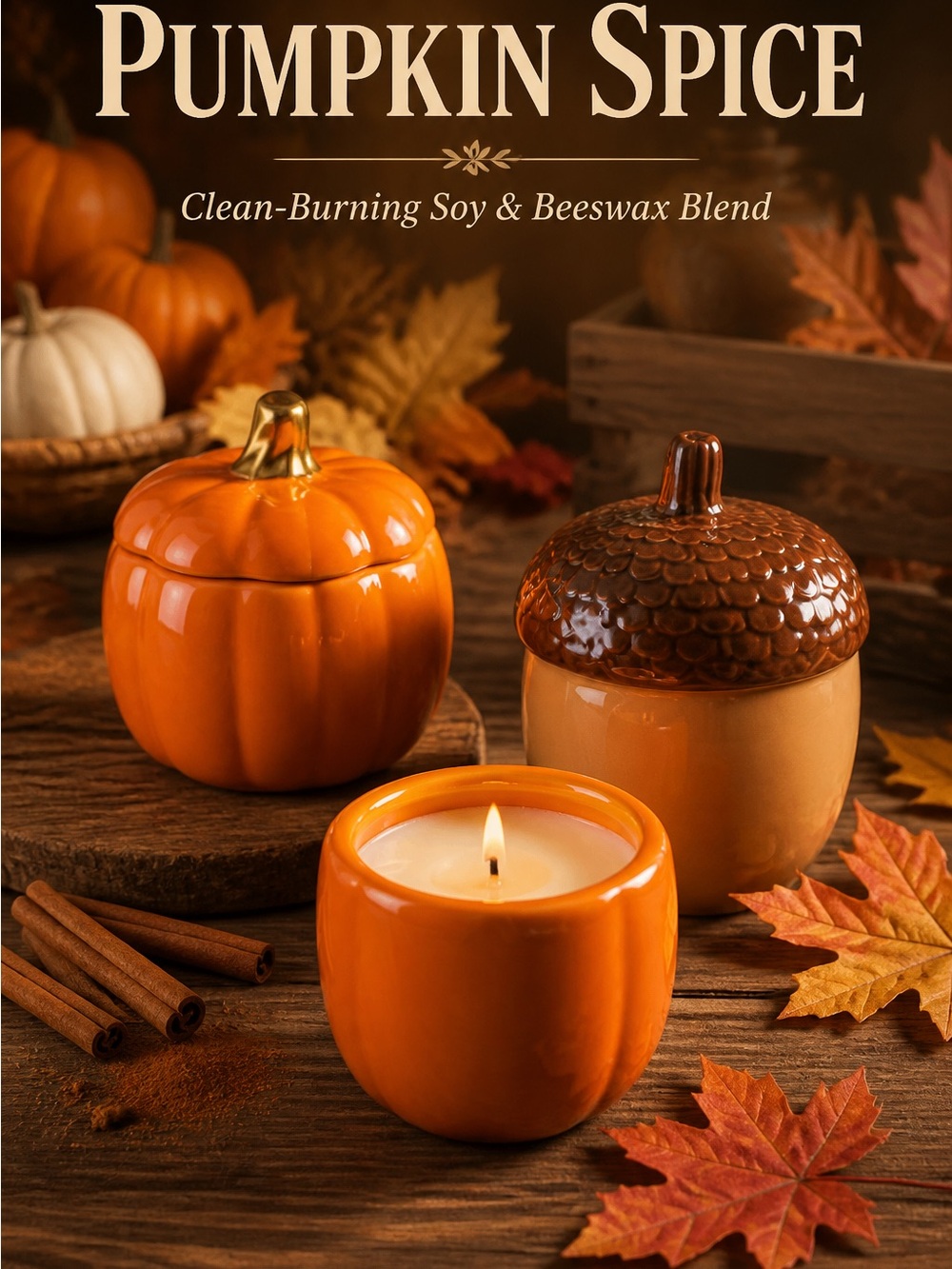 Acorn Ceramic Candle with Pumpkin Spice Fragrance